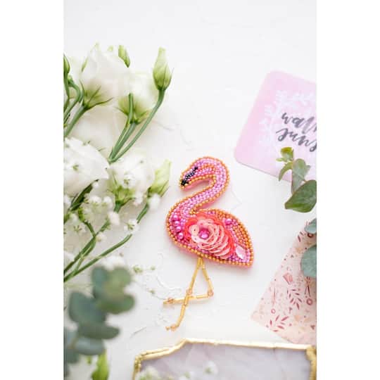 Abris Art Decoration Flamingo Bead Embroidery Kit
